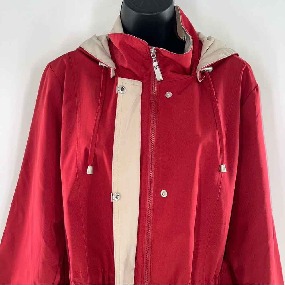 Nautica Women's Red/Tan Utility Jacket w/Removable Hood Zipper/Snaps Front-XLP - Picture 5 of 15